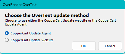 Update Method window in OverText 2022